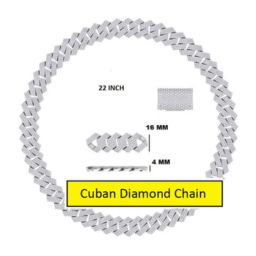 16mm Mens Rose Gold Miami Cuban Link Chain with 22 inch Heavy Fully Iced Out VVS Diamond Neck Gurukrupa-Gems