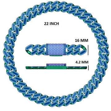 18mm Miami New Style Cuban Necklace Iced Out 925 Silver Round and Baguette Cuban Link Chain for Men Gurukrupa-Gems