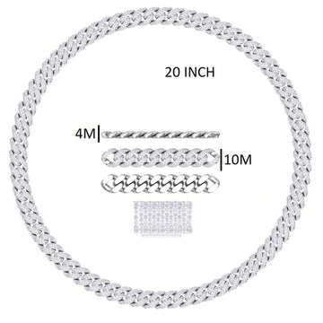 22 Inch 14mm Silver Diamond Cuban Link Chain Necklace with Fully Iced Out Shine for Mens Gurukrupa-Gems