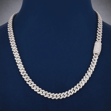 24 Inch 10mm Two Tone Silver Rose Gold Cuban Link Chain for Men Fully Iced Out Necklace Gurukrupa-Gems