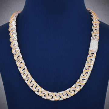 20mm Round Baguette Cuban Link Chain Mens Diamond 925 Silver Yellow Gold Oval Miami Cuban Necklace (Copy) Gurukrupa-Gems