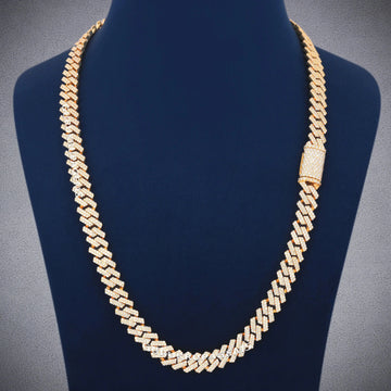 22 Inch 10 mm Yellow Gold Cuban Link Iced Out Chain Luxury Hip Hop Diamond Necklace for Men Gurukrupa-Gems