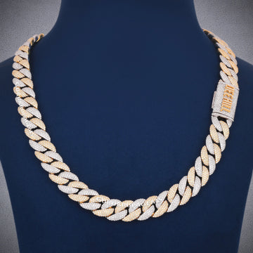 22 Inch 14mm Iced Out Miami Cuban Link Chain in White Gold with Fully Diamond Hip Hop Necklace Gurukrupa-Gems