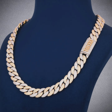 22 Inch 14mm Iced Out Miami Cuban Link Chain in White Gold with Fully Diamond Hip Hop Necklace Gurukrupa-Gems