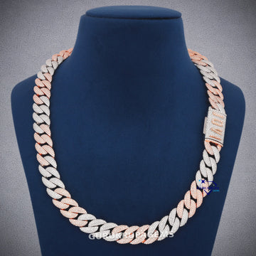 22 Inch 14mm two tone Miami Cuban Diamond Chain Gurukrupa-Gems