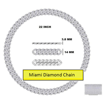 22 inch 14mm Cuban Link Diamond Chain Different types of Necklace Custom Chains Yellow Gold Plated Best Necklace Gurukrupa-Gems