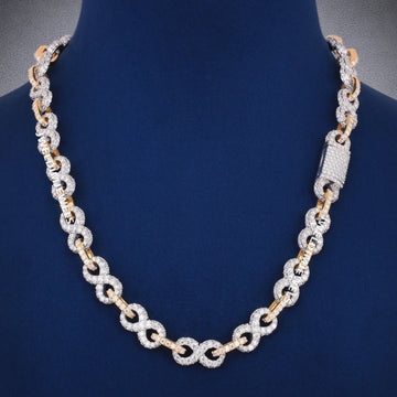 22 inch 14mm Two Tone Silver Yellow 14k gold Moissanite Cuban Link Chain Biggest rapper Chains Gurukrupa-Gems