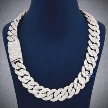 22 inch 22 mm fully white cuban link chain for men - Gurukrupa - Gems