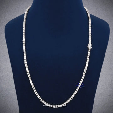 22 inch 3.5mm princess cut tennis necklace full white Gurukrupa-Gems