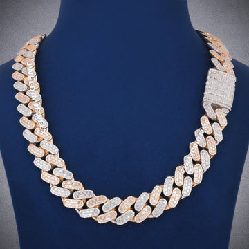 22 inch Diamond Cuban Necklace Two Tone 20mm Cuban Link Chain with Baguette Round Lab Diamond Necklace Mens Custom Miami Gold Cuban Link Chain (Copy) Gurukrupa-Gems