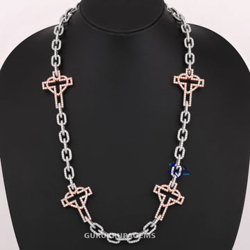 22 inch customized gold cross chain for vvs clarity Gurukrupa-Gems