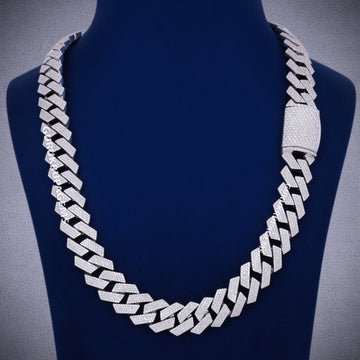 24 Inch 10mm Two Tone Silver Rose Gold Cuban Link Chain Gurukrupa-Gems
