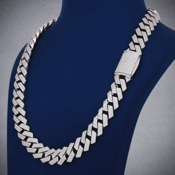 24 Inch 10mm Two Tone Silver Rose Gold Cuban Link Chain Gurukrupa-Gems