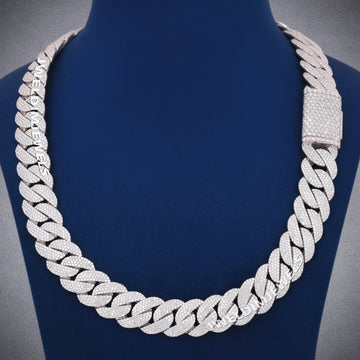 24 Inch 18mm Custom Clasp White Gold Cuban Link Chain VVS Diamonds Iced Out Necklace for Mens Gurukrupa-Gems