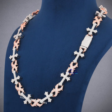 24 inch 12 mm trending designer custom infinity cross link chain passed tester Gurukrupa-Gems