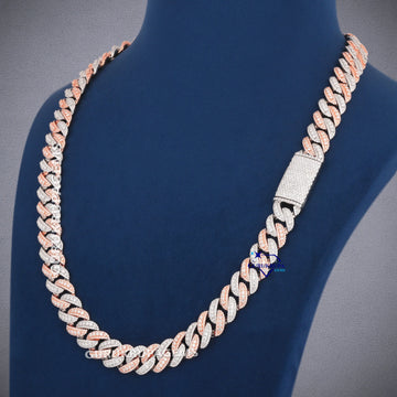 24 inch 13 mm two tone cuban diamond chain vvs clarity Gurukrupa-Gems