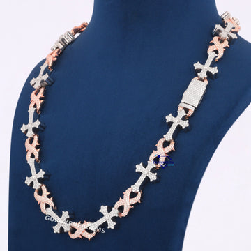 24 inch 13 mm two tone cuban diamond chain vvs clarity (Copy) Gurukrupa-Gems