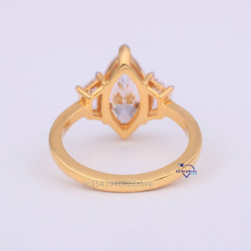 2.90 CT Marquise & Trapezoid Diamond Solitaire Ring For Women - Gurukrupa-Gems