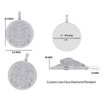 3.50 inch custom 3d lion face fully iced out 14kt gold lab diamond pendant for men Gurukrupa-Gems