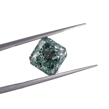 3.96 CT intense green square radiant color with vvs clarity diamond crafted for lab made diamonds-Gurukrupa-Gems