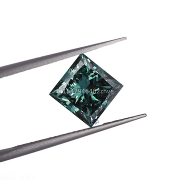 4 CT Princess Cut Green color lab grown loose diamond crafted in VVS clarity-Gurukrupa-Gems