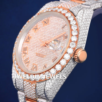 41mm Yellow Roman Dial Day Date Fully Iced Out Presidential Watch in Custom VVS Diamond Watch Richest Rapper Watches with Real Diamonds Gurukrupa-Gems