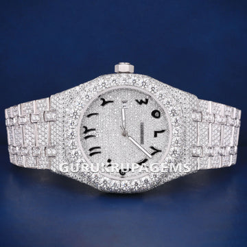 42mm Mens Iced Out Watch Real Diamonds Watch Royal Oak Kinds of Watches in Fully Silver Chronography Watch (Copy) Gurukrupa-Gems