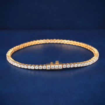 Iced Out Gold Tennis Bracelet for Women with Big Diamonds and Luxury Drip Gurukrupa-Gems