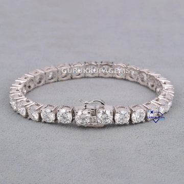 7.5 inch 4.5 mm round cut diamond white gold tennis bracelet for engagement gift Gurukrupa-Gems