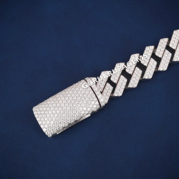 9 Inch 10mm Unisex Two Tone Cuban Link Bracelet Silver And Rose Gold Iced Out Piece Gurukrupa-Gems