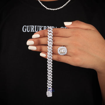 8 inch 10 mm hip hop box cuban diamond bracelet Gurukrupa-Gems