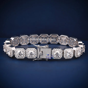 8 inch 11 mm tennis inspired halo set diamond bracelet Gurukrupa-Gems