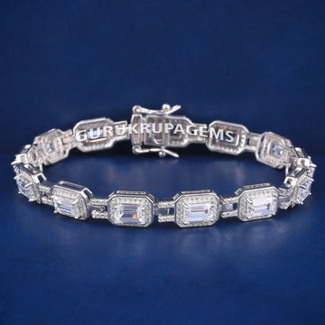 8 inch 11 mm tennis inspired halo set diamond bracelet Gurukrupa-Gems