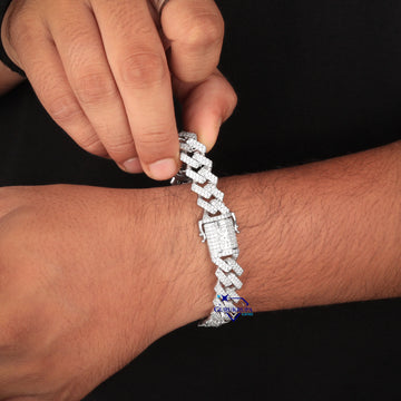 8 inch 12 mm box cuban diamond frost bracelet Gurukrupa-Gems