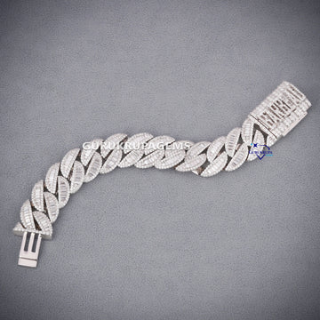 8 inch 20 mm cuban baguette and round diamond bracelet Gurukrupa-Gems
