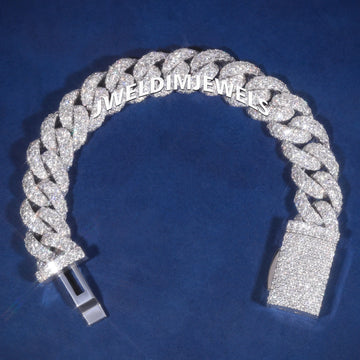 8 inch Custom Miami Cuban Link Bracelet Real 14kt Rose Gold Lab Diamond Iced Out Mens Bracelets Gurukrupa-Gems