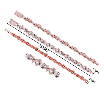 8.5 Inch 9mm Rose Gold Diamond Clover Bracelet Fully Iced Out Lucky Charm and Exclusive Hip Hop Style Gurukrupa-Gems