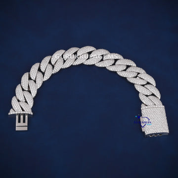 8.5 inch 18 mm fully white iced out cuban bracelet Gurukrupa-Gems