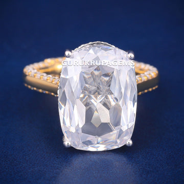 8CT approx silver emerald cut ring for women Gurukrupa-Gems