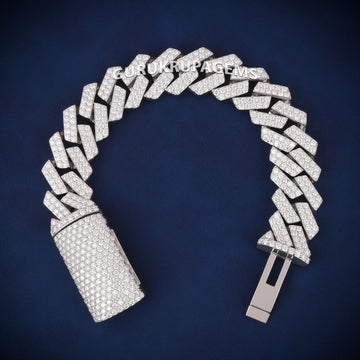 9 Inch 10mm Unisex Two Tone Cuban Link Bracelet Silver And Rose Gold Iced Out Piece Gurukrupa-Gems