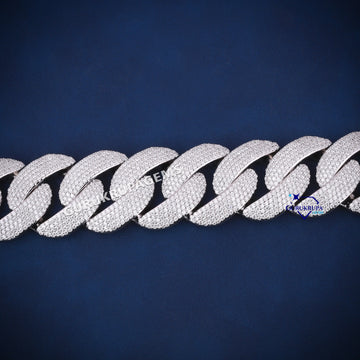 9 inch 26 mm hip hop fully white heavy cuban buss down icy bracelet Gurukrupa-Gems