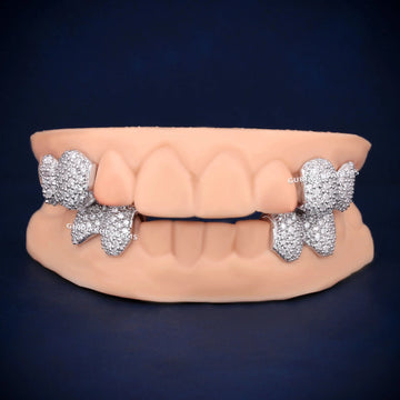 925 Sterling Silver Hip Hop 16 Dental Teeth Diamonds Gurukrupa-Gems