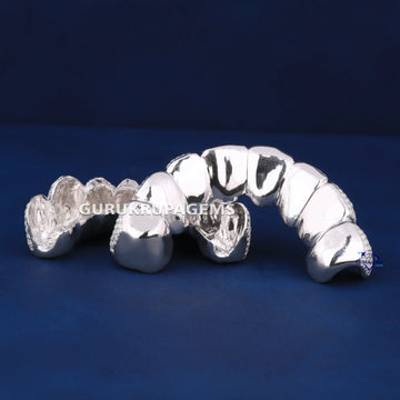 925 Sterling Silver Hip Hop 16 Dental Teeth Diamonds in VVS Clarity Gurukrupa-Gems