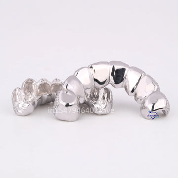 925 Sterling Silver Hip Hop 16 Dental Teeth Diamonds in VVS Clarity Gurukrupa-Gems