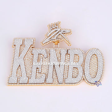 925 sterling silver lab made diamond hip hop pendant with custom letter engraved diamond jewelry - Gurukrupa-Gems