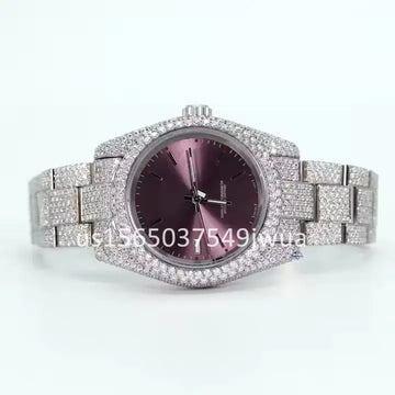 A hip hop diamond watch with moissanite stones fully iced out vvs clarity diamonds crafted for men-Gurukrupa-Gems