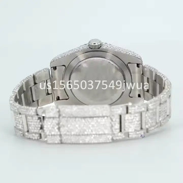 A hip hop diamond watch with moissanite stones fully iced out vvs clarity diamonds crafted for men-Gurukrupa-Gems