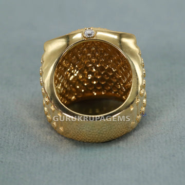 A striking mens hip hop diamond ring in 14 kt yellow gold, elevated with enhanced brilliance and VVS clarity to accentuate their style - Gurukrupa-Gems