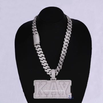 Accessorize your neck look with this custom made 14kt white gold lab grown chain pendant - Gurukrupa-Gems