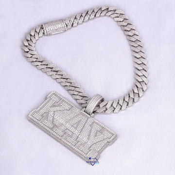 Accessorize your neck look with this custom made 14kt white gold lab grown chain pendant - Gurukrupa-Gems